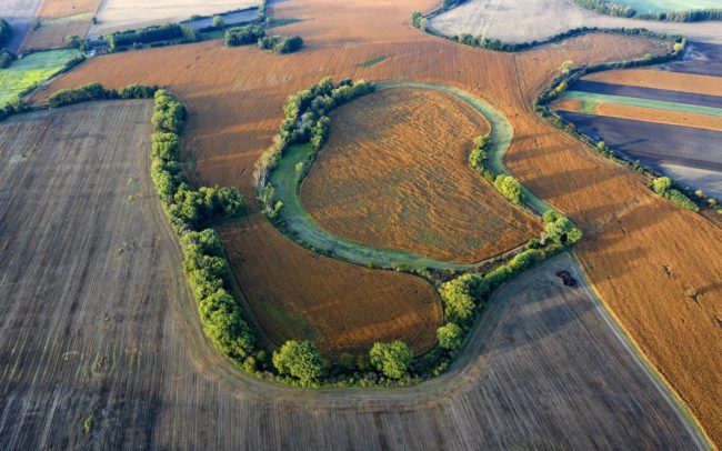 Falum, Nyékvárkony határában, Kenderes környékén van egy tavacska a fák között megbújva. A fotón is látható, a bal felén kéklik. Emlékeim szerint gyermekkori kalandozásaim legtávolabbi pontja, az akkori világvégém volt, eddig merészkedtem. Csak fentről nézve tűnik fel, hogy valójában egy lefűződött holtág legmélyebb pontja, szinte mindig vízzel telve. De a folyóhuroknak a további részei is alacsonyan vannak, a laposban a legtöbb termény nem nő meg. A régi térképek tanúsága szerint már pár évszázada másképpen gazdálkodnak rajta, mint a környékén, megőrizve ezzel a holtág holtág eredeti alakját.