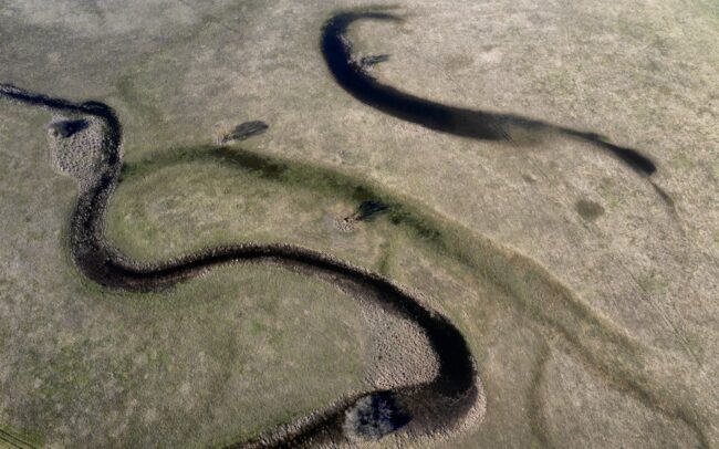 Az Ipoly folyó szabályozatlan szakaszának ártere és annak csodálatos kanyarulatai Tesmagnál, Ipolyság mellett.